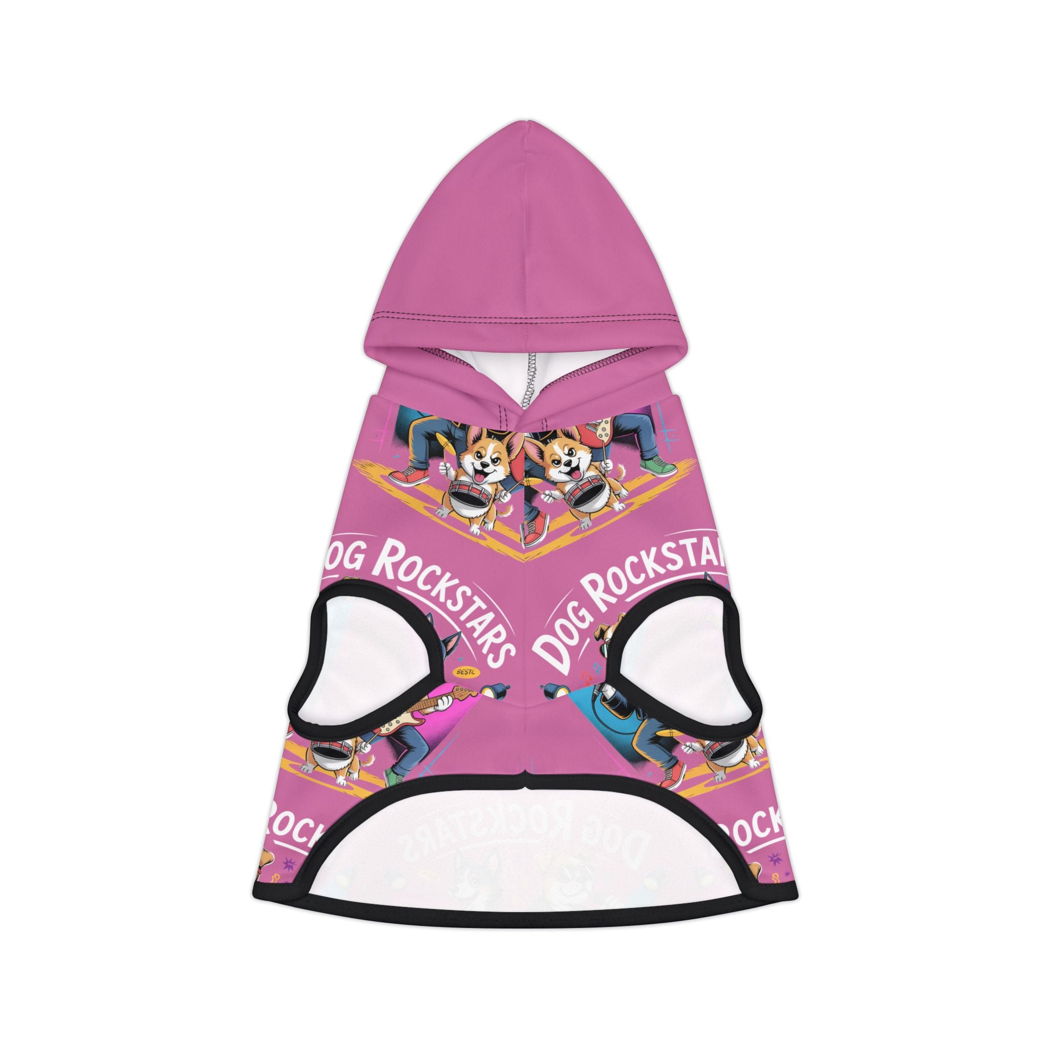 Pink Dog Rockstar Pattern Hoodie
