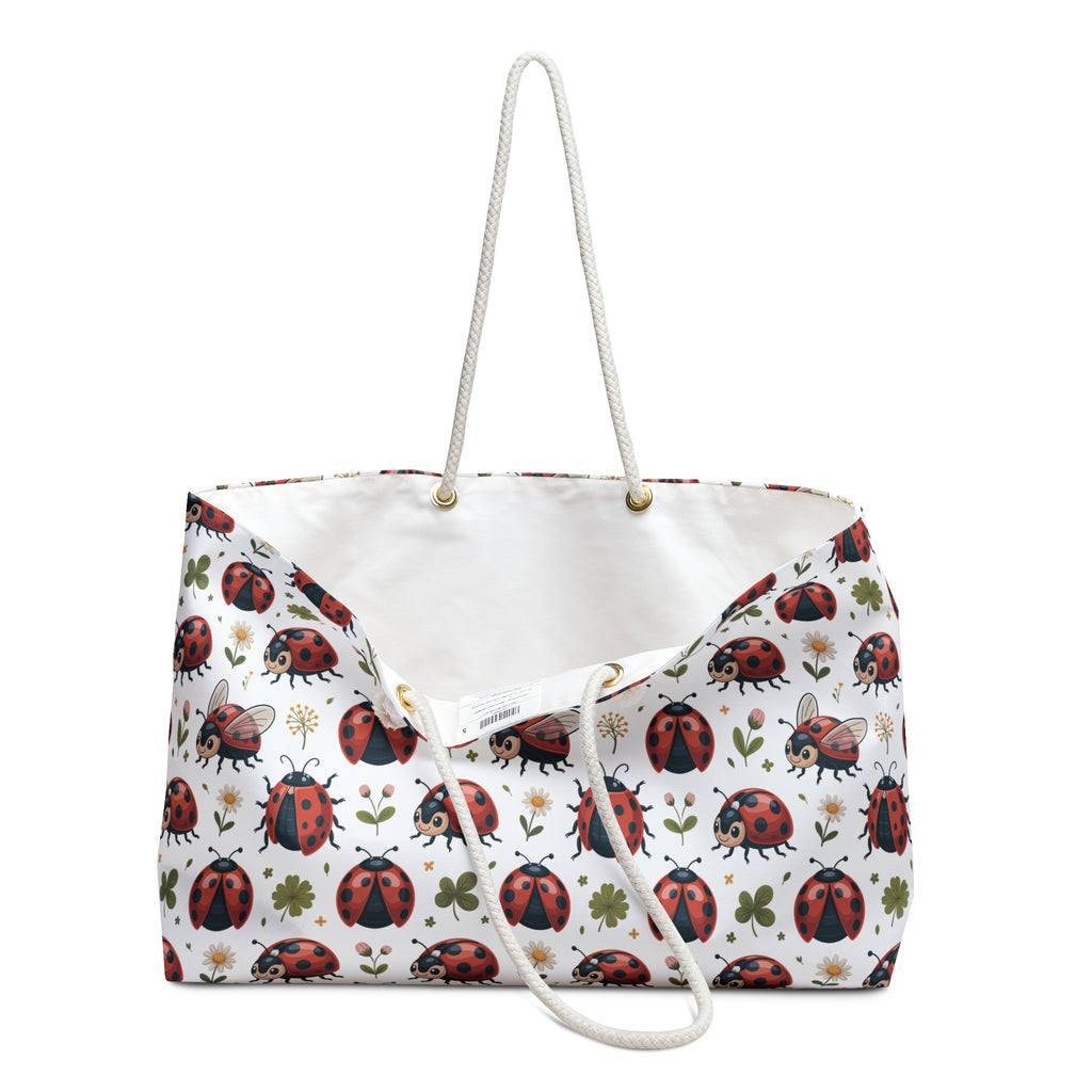 White Ladybug Weekender Bag