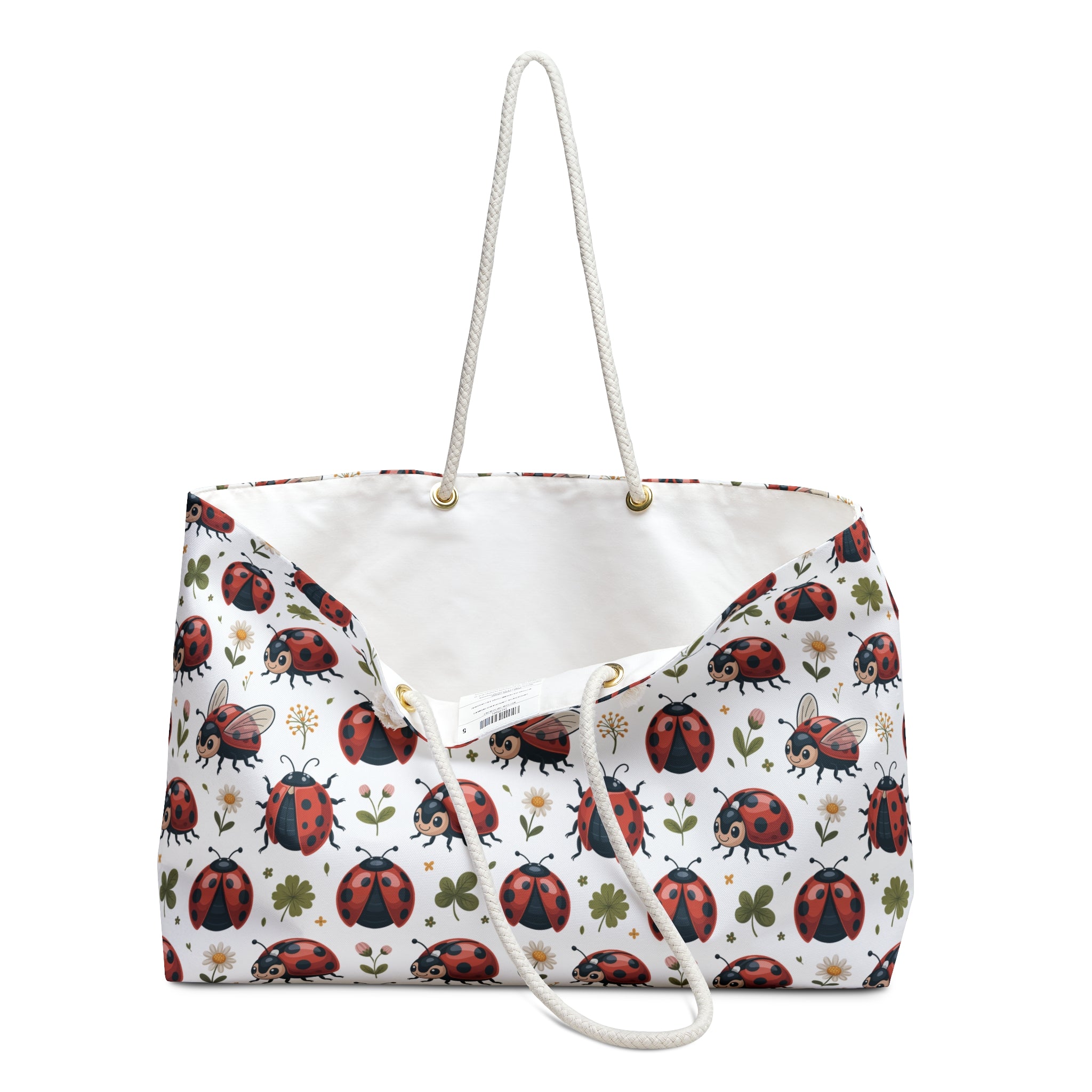 White Ladybug Weekender Bag