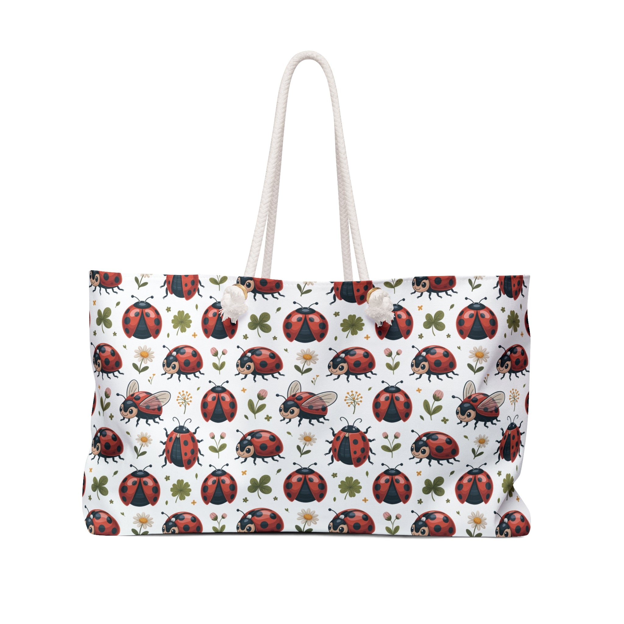 White Ladybug Weekender Bag