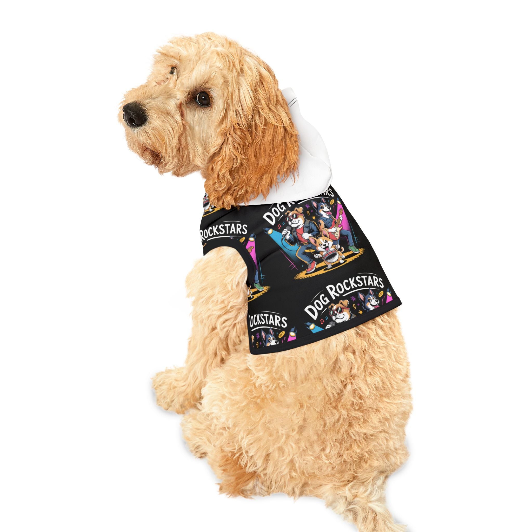Black and white Dog Rockstars Pattern Pet Hoodie
