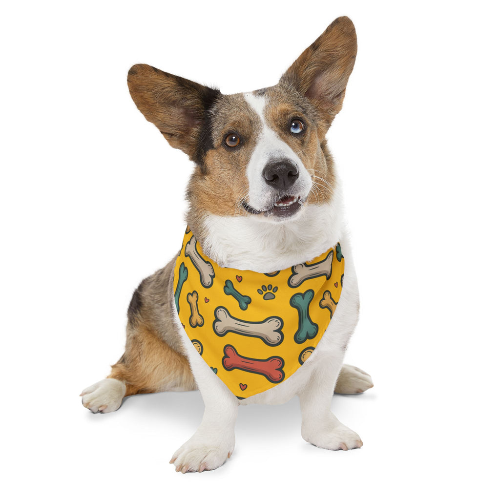 Yellow Dog Bone Pattern Bandana Collar