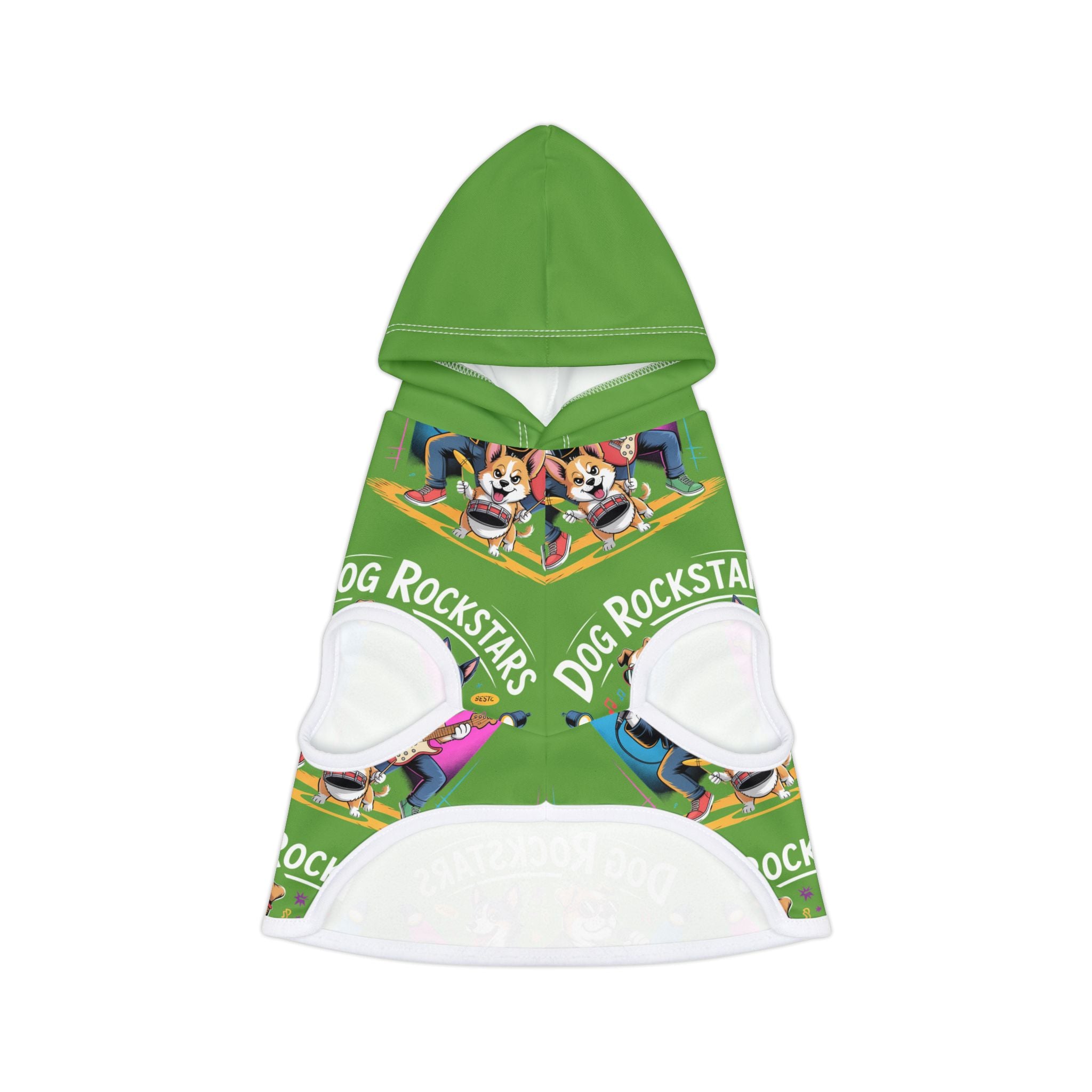 Lime Green Dog Rockstar Pattern Hoodie