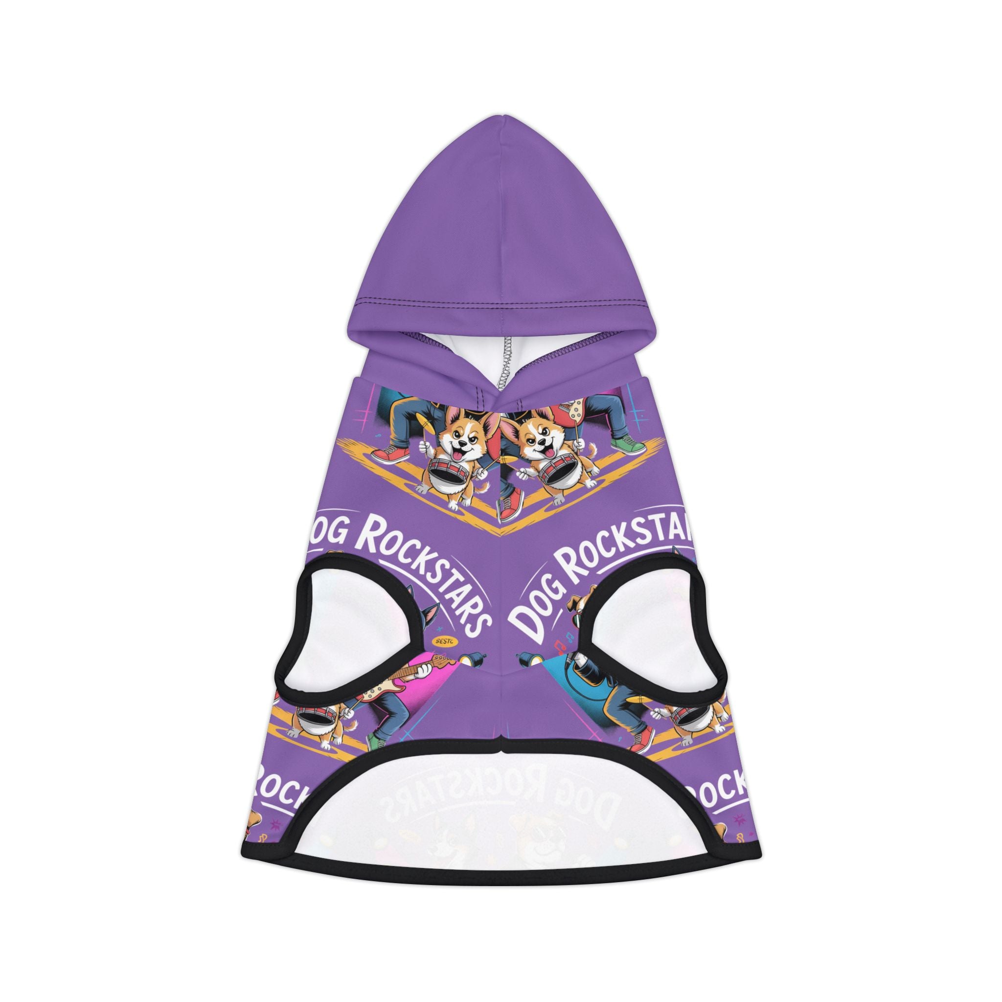 Purple Dog Rockstar Pattern Hoodie