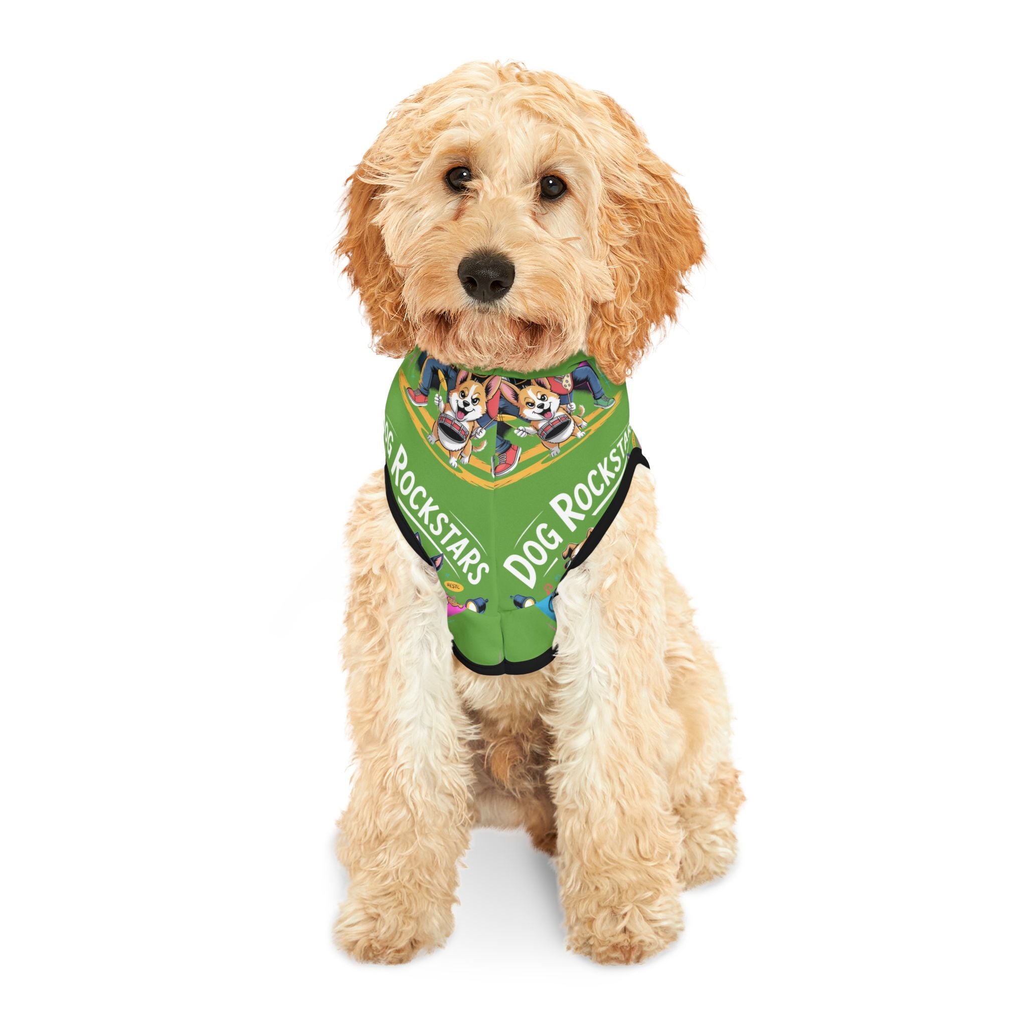 Lime Green Dog Rockstar Pattern Hoodie