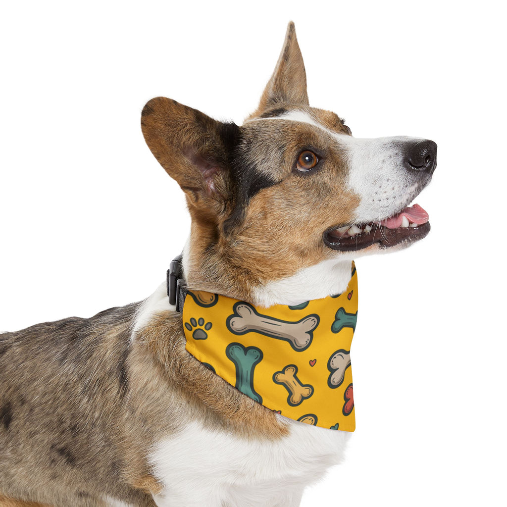 Yellow Dog Bone Pattern Bandana Collar