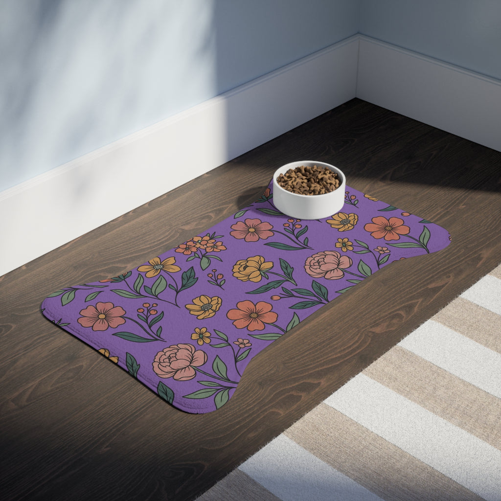 Purple Floral Pet Feeding Mat