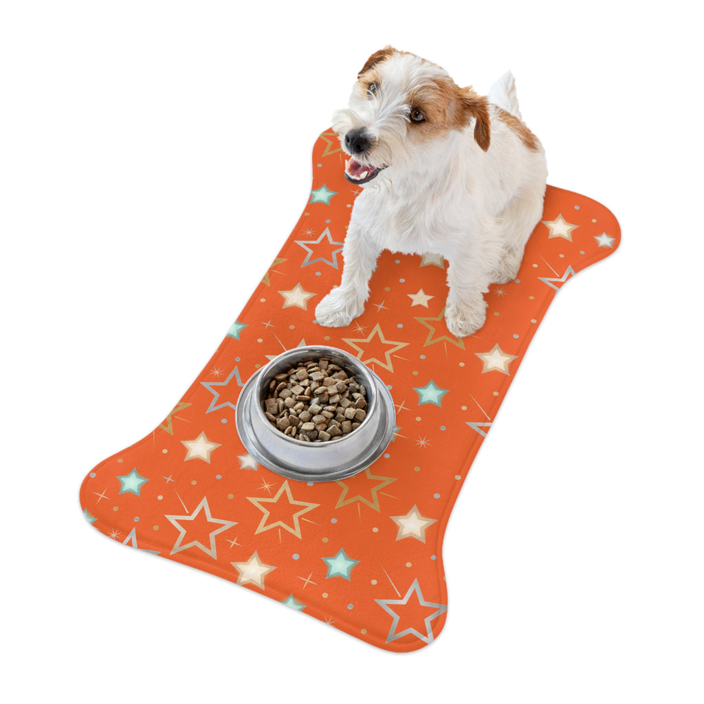 Orange Stat Pattern Pet Feeding Mat