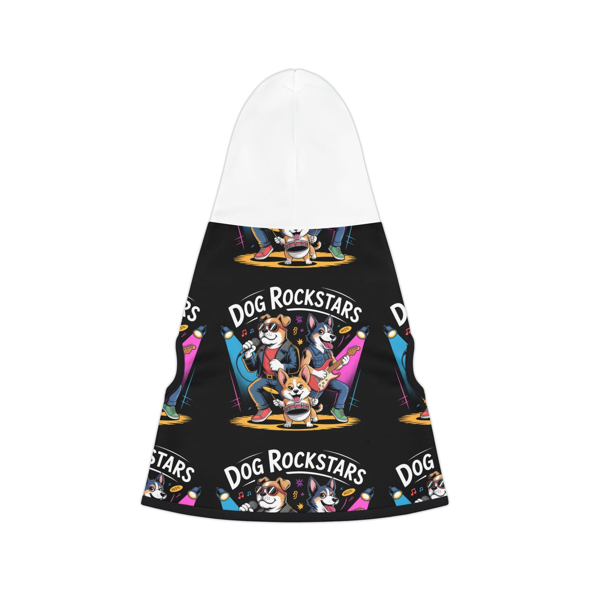 Black and white Dog Rockstars Pattern Pet Hoodie