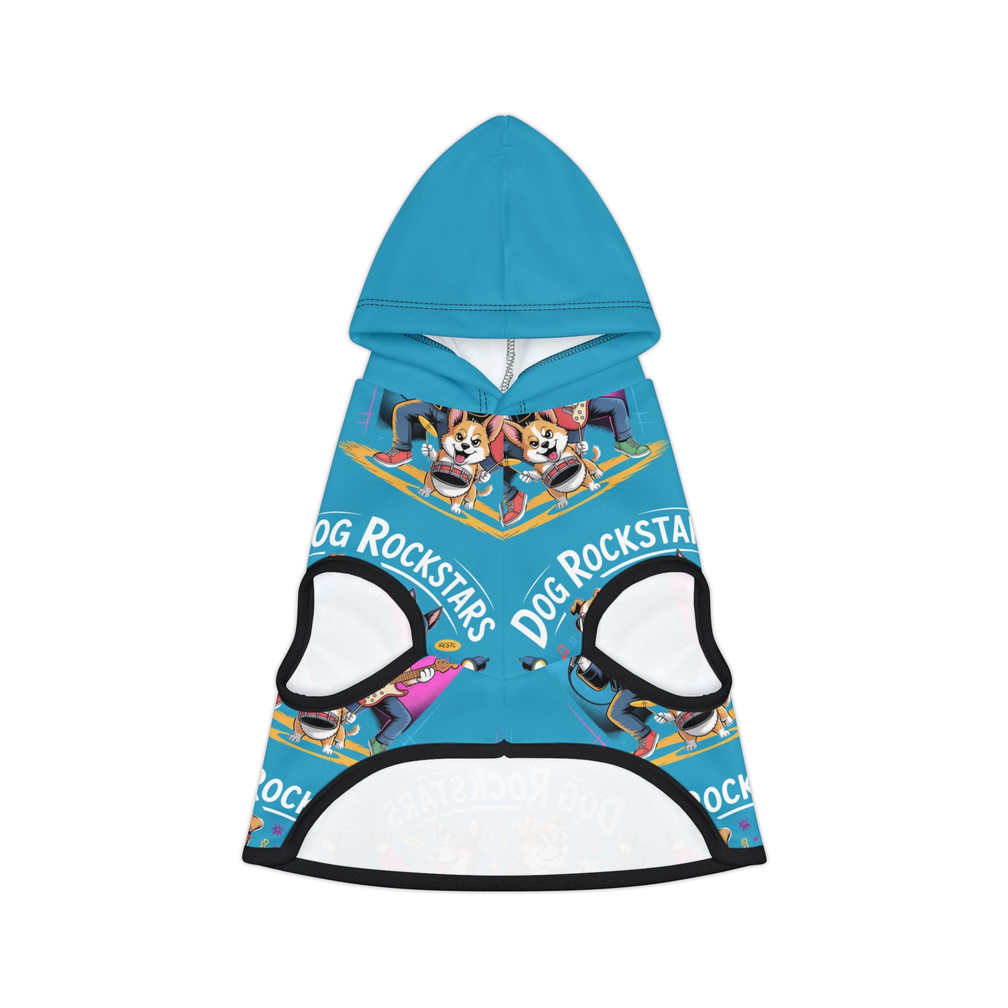 Turquoise Blue Dog Rockstar Pattern Hoodie