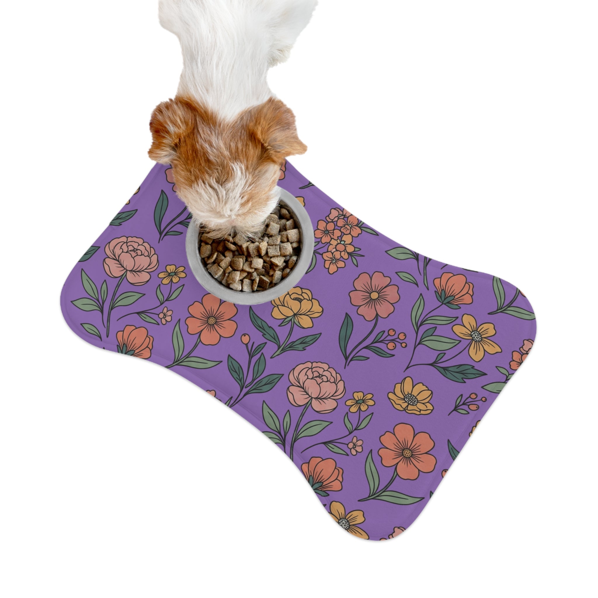 Purple Floral Pet Feeding Mat
