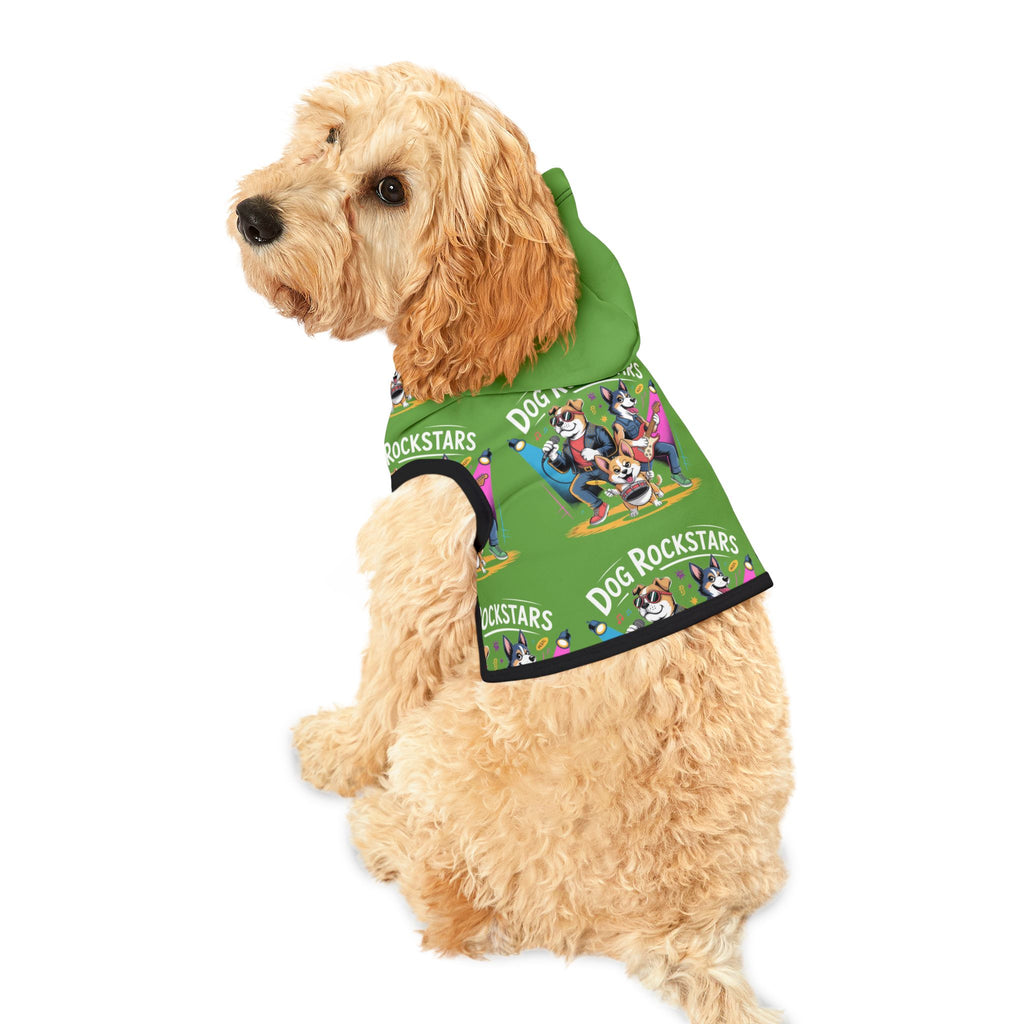 Lime Green Dog Rockstar Pattern Hoodie