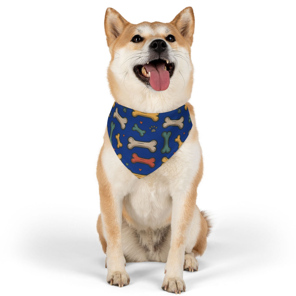 Blue Dog Bone Pattern Bandana Collar