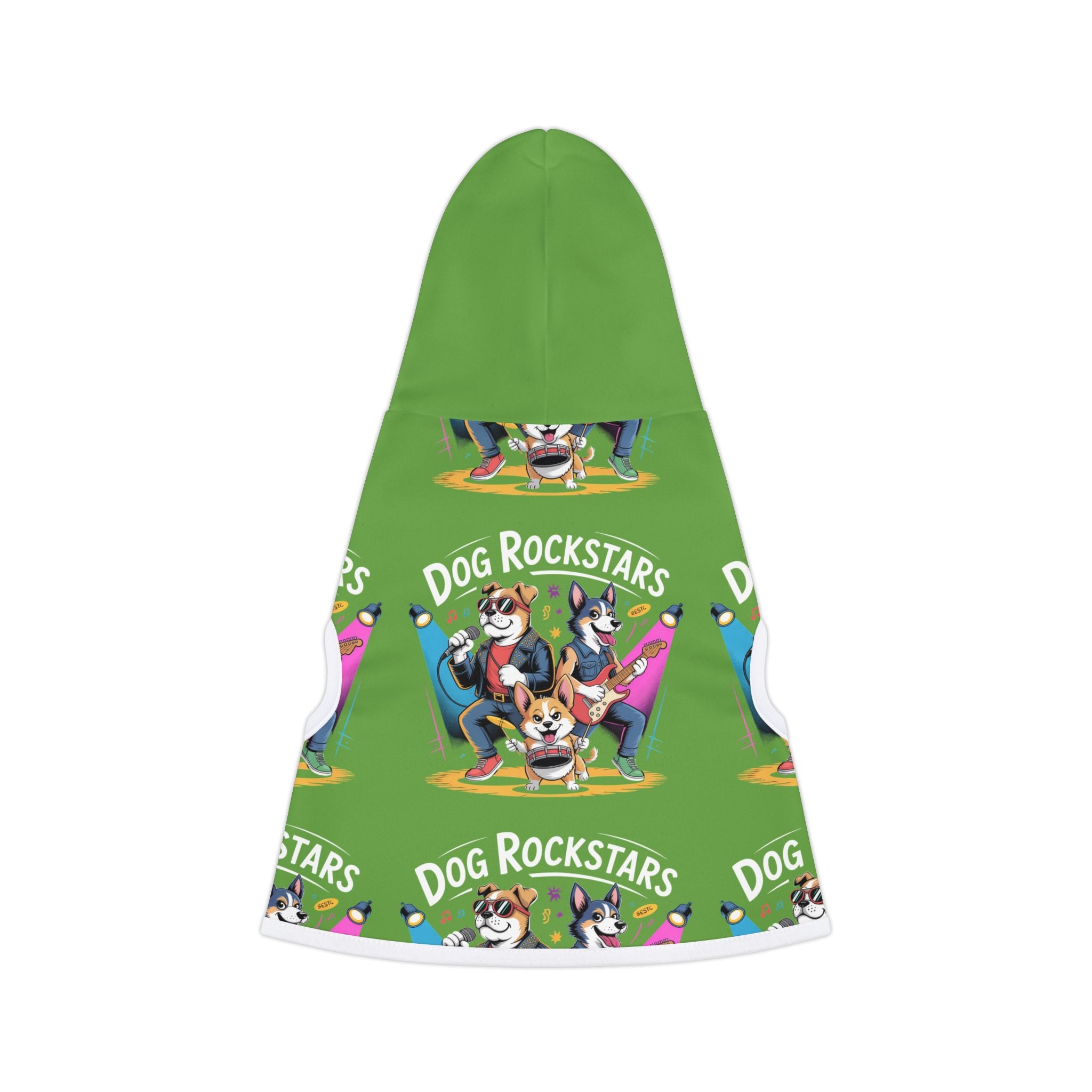 Lime Green Dog Rockstar Pattern Hoodie