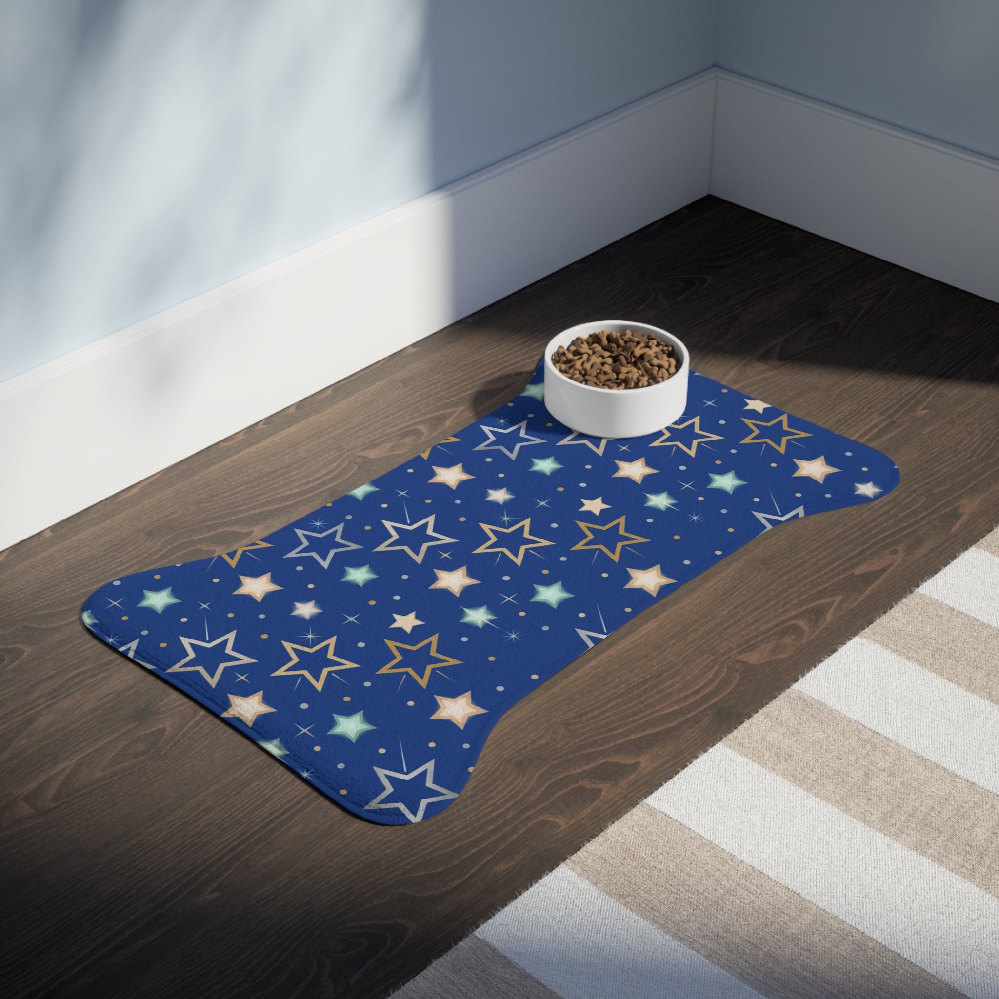 Blue Star Pattern Pet Feeding Mat
