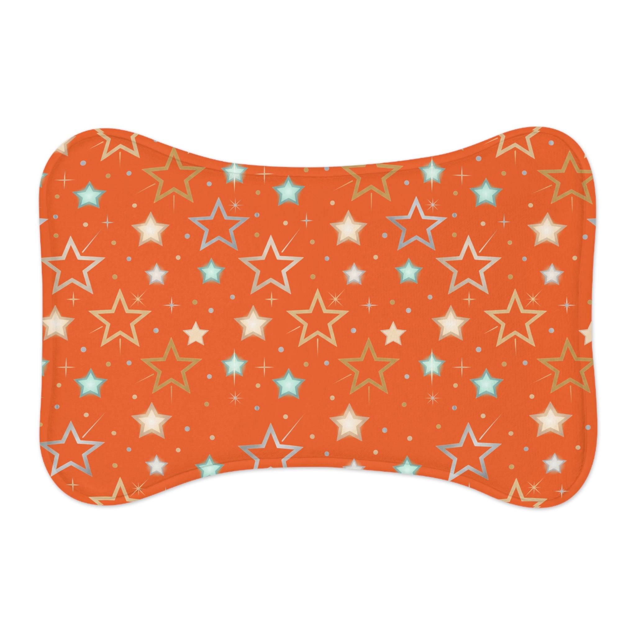 Orange Stat Pattern Pet Feeding Mat