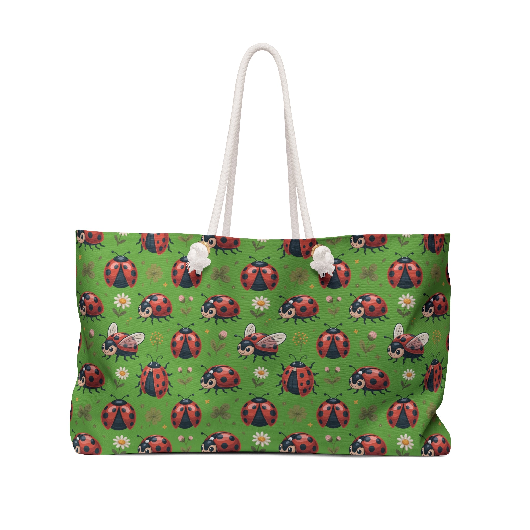 Lime Green Ladybug Weekender Bag