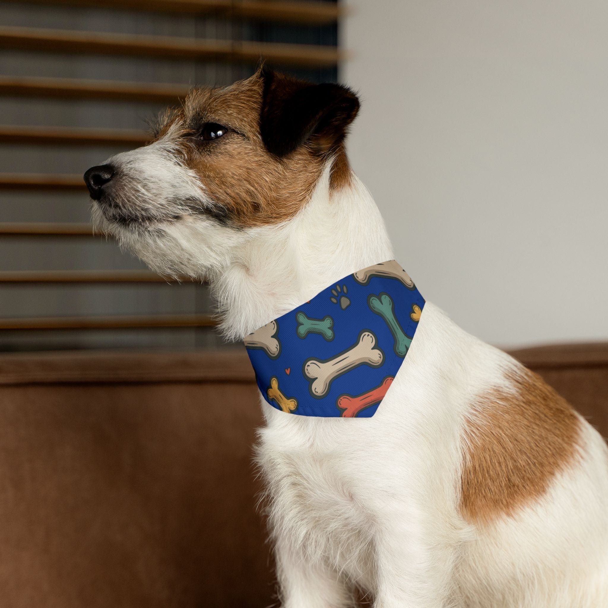 Blue Dog Bone Pattern Bandana Collar
