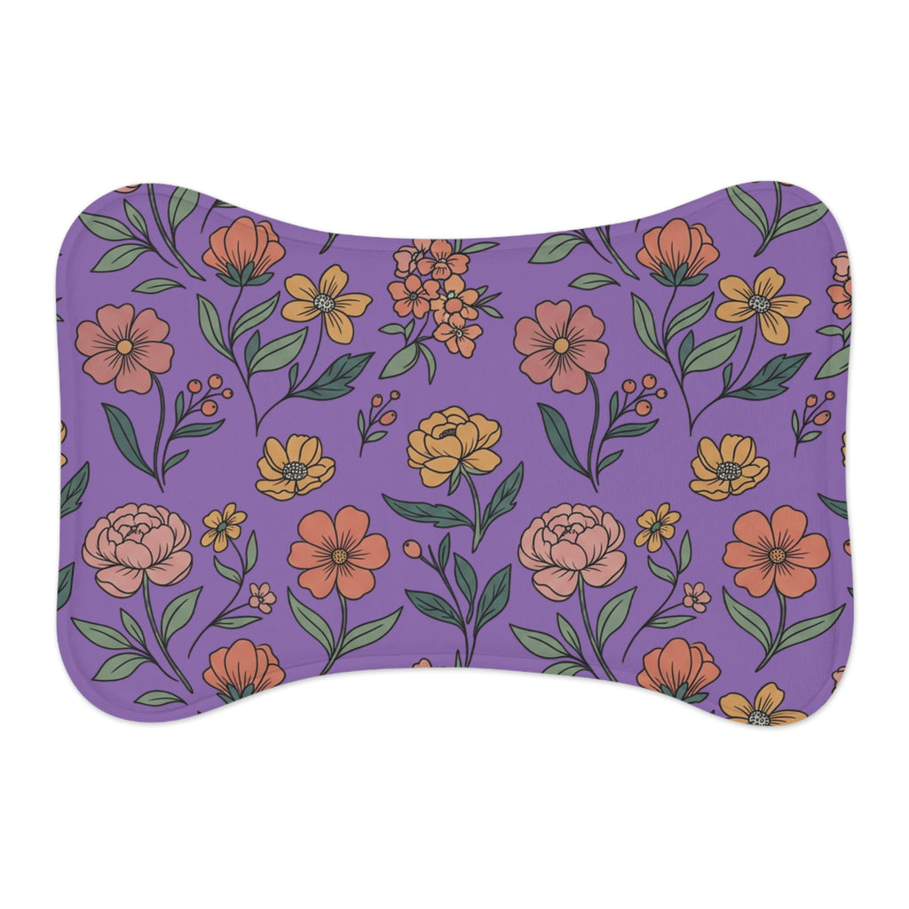 Purple Floral Pet Feeding Mat