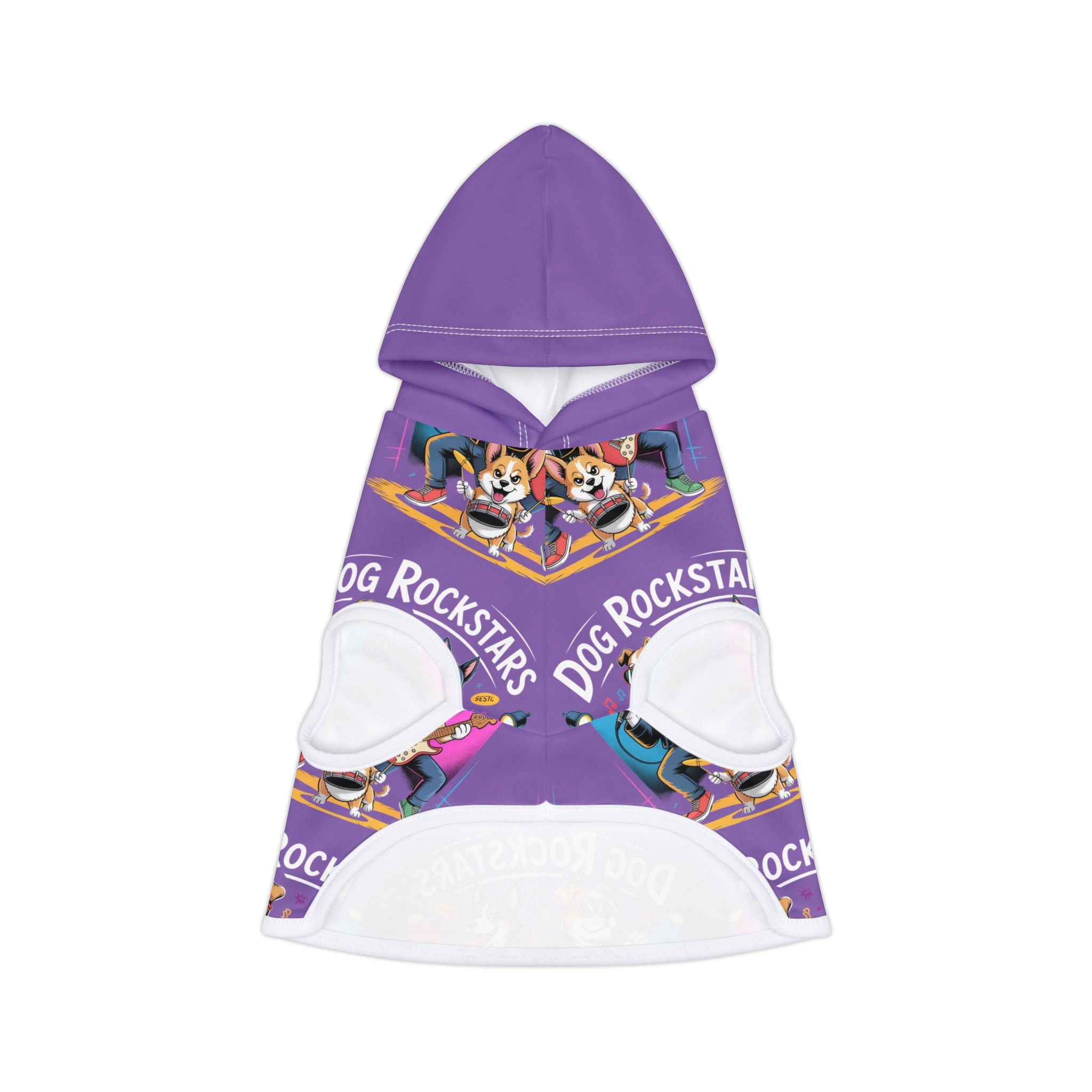 Purple Dog Rockstar Pattern Hoodie