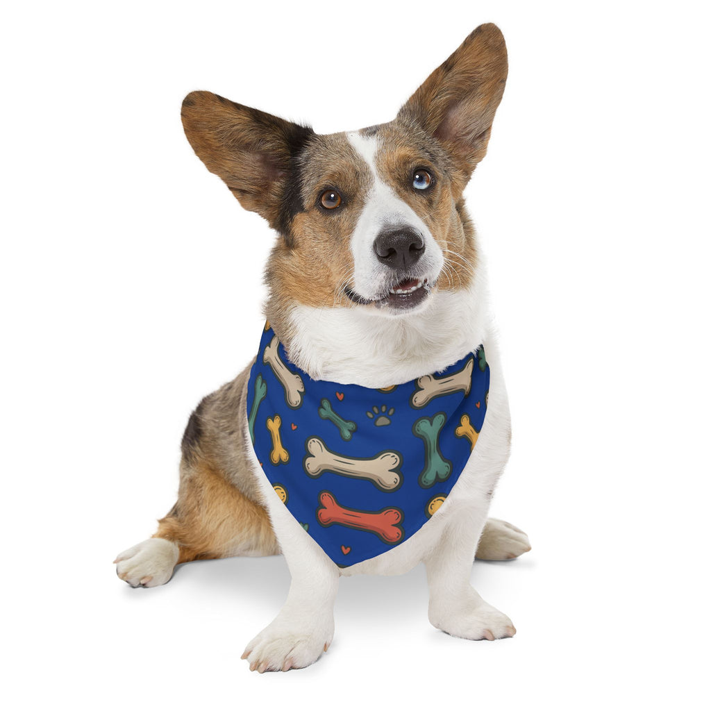 Blue Dog Bone Pattern Bandana Collar